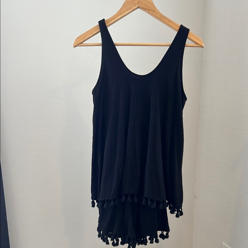 Michael Stars Black Tassel Detail Romper